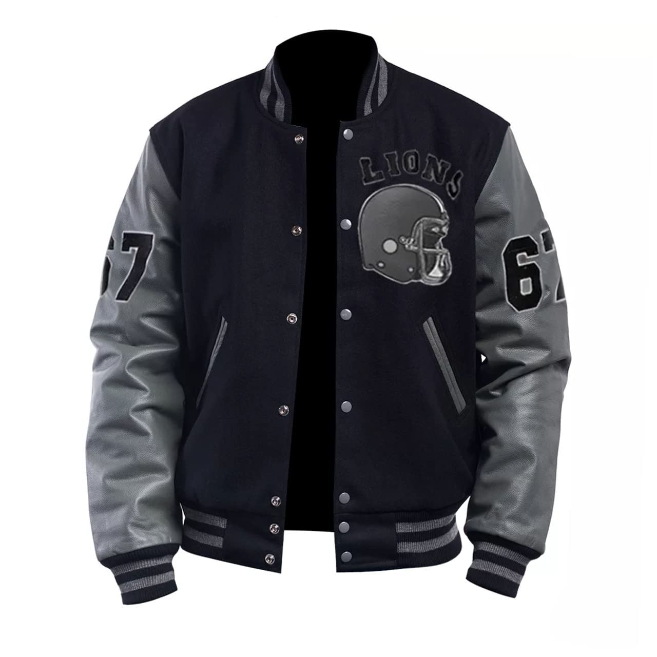 Suiting Style Men's Wool + Faux Leather Tom Hardy Venom 2 Baseball Bomber Varsity Wool And Leather Jacket (Uk, Alpha, L, Regular, Regular, )
