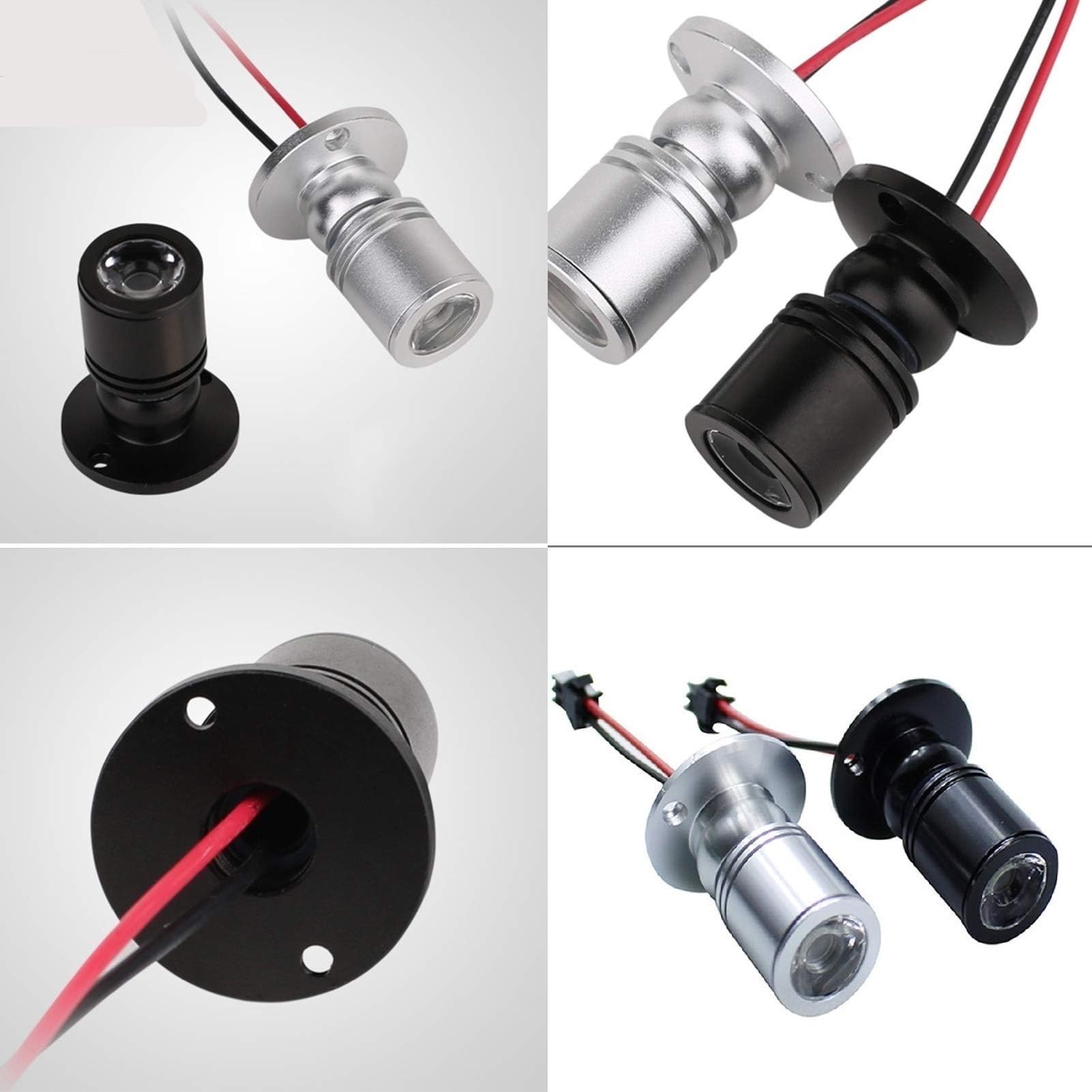 6PCS Mini Foco Pequeño De 1W - Focos LED Para Mostrador, Lámpara Inferior Para Gabinete De Joyería Redonda De Montaje En Superficie, Foco De Escaparate(White,Silver-1w(220v))