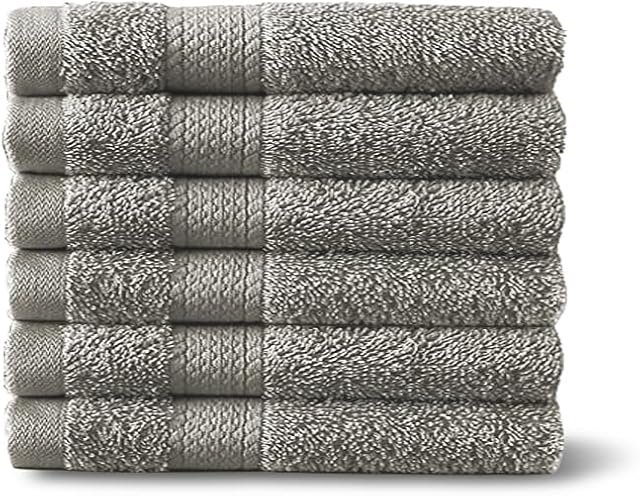 TT ThreadTrade Premium, 6 Pack, Hand Towels Soft and Absorbent 100% Egyptian Combed Cotton Towel Set for Bathroom, Spa, Gym & Guests 40x 70 cm 500 GSM (Silver)