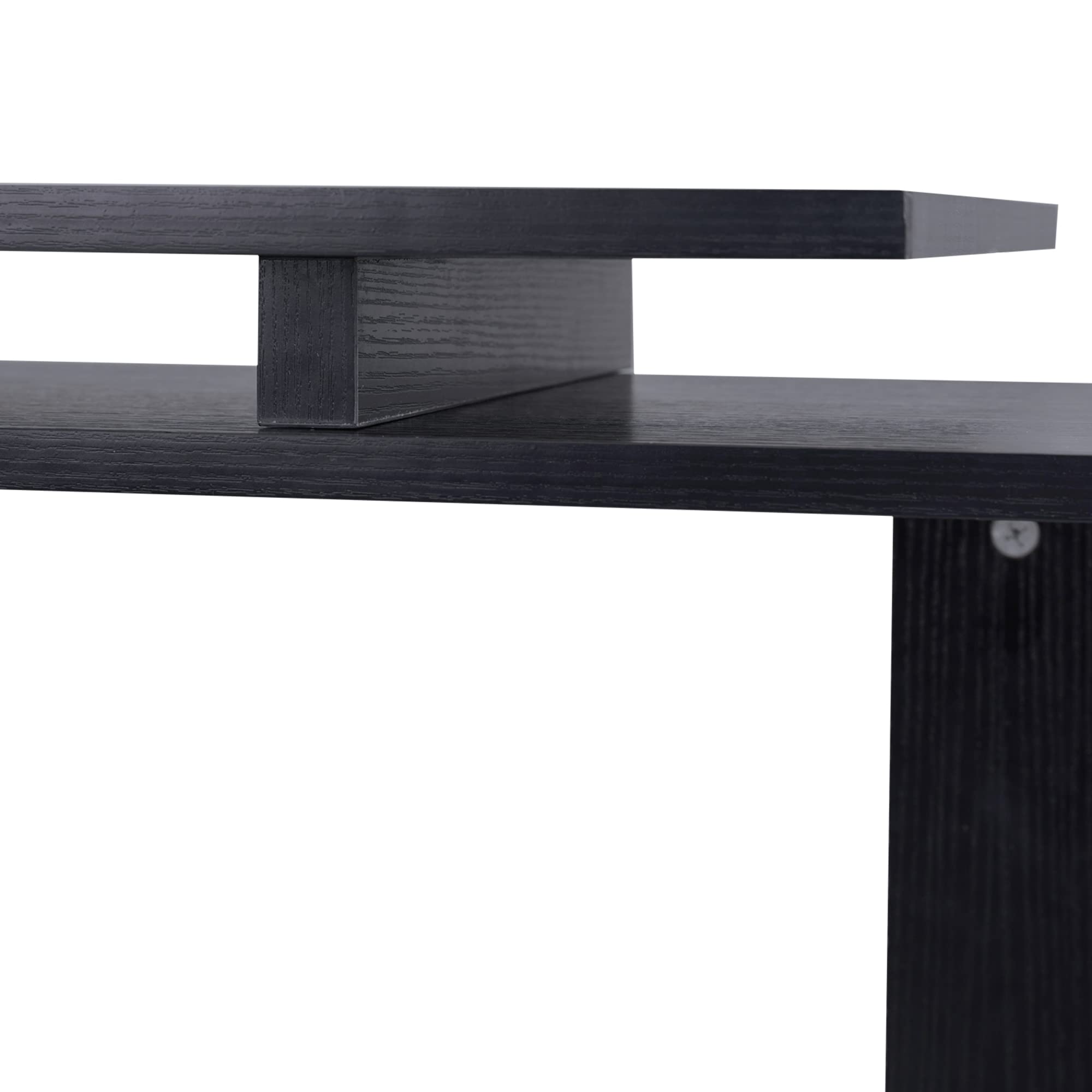 HOMCOM Scrivania Angolare Salvaspazio con Ripiano a S 140x120x78 cm Nero | Scrivania Moderna in Legno