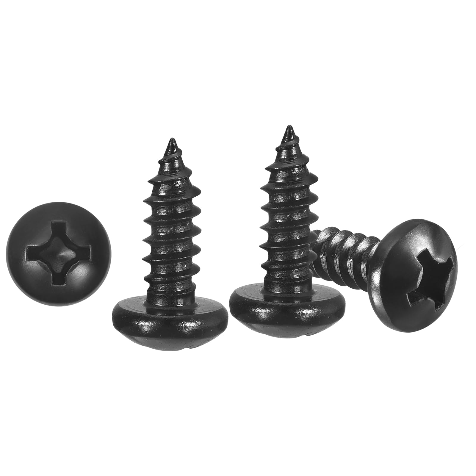 METALLIXITY Phillips Pan Head Self Tapping Screws(#12x5/8") 50Pcs, 304 Stainless Steel Self Drilling Screw for Metal Wood Plastic, for Cabinet Wall Shutter Plate Rock Furniture, Black — image 1