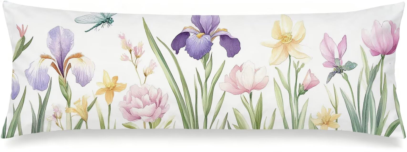 beige Seitenschläferkissen Bezug 45 x 135 cm Leinen, Pflanze, m-583
