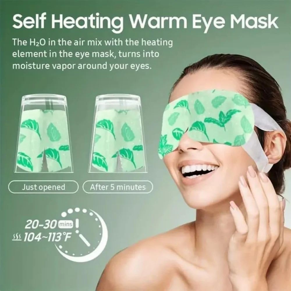 A SIGMA PATELS Heated Eye Mask 16 Pcs, Self Warming Steam Eye Compress for Tired Eyes, Under Eye Care & Relaxation, Disposable Portable Personal Care Mask 3