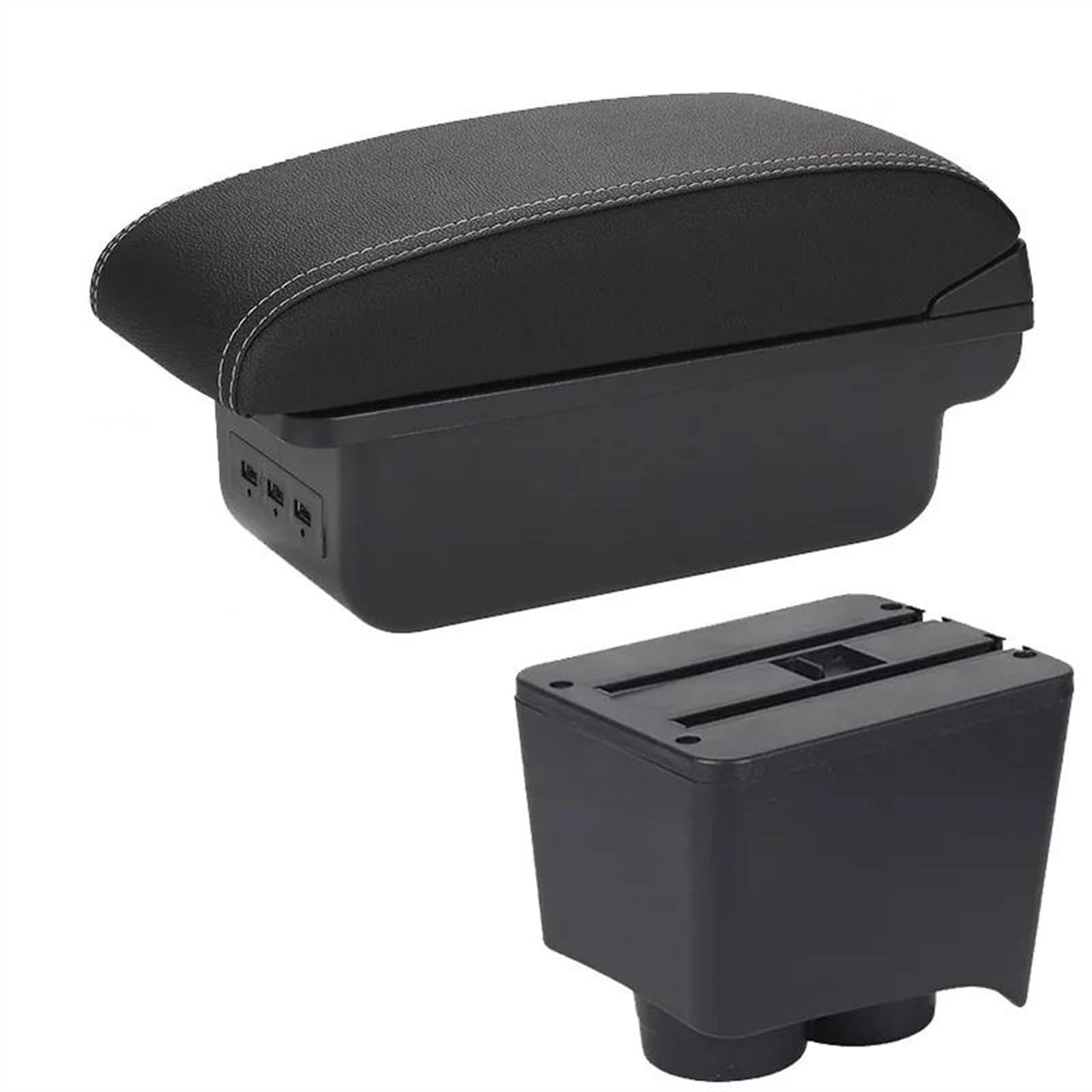 NOHEEU Car Decorative Styling Center Console Multifunctional Storage Box For POLO Mk5 6R For Vento 2002-2009(B3 Black white 3USB)