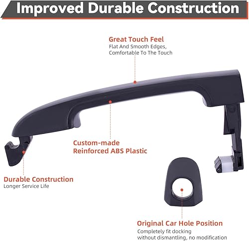 Miniatura 4 de DEAL AUTO ELECTRIC PARTS Kit de manija de puerta exterior negra, 4 piezas delantera+trasera izquierda+lado derecho, compatible con Hyundai 07-10