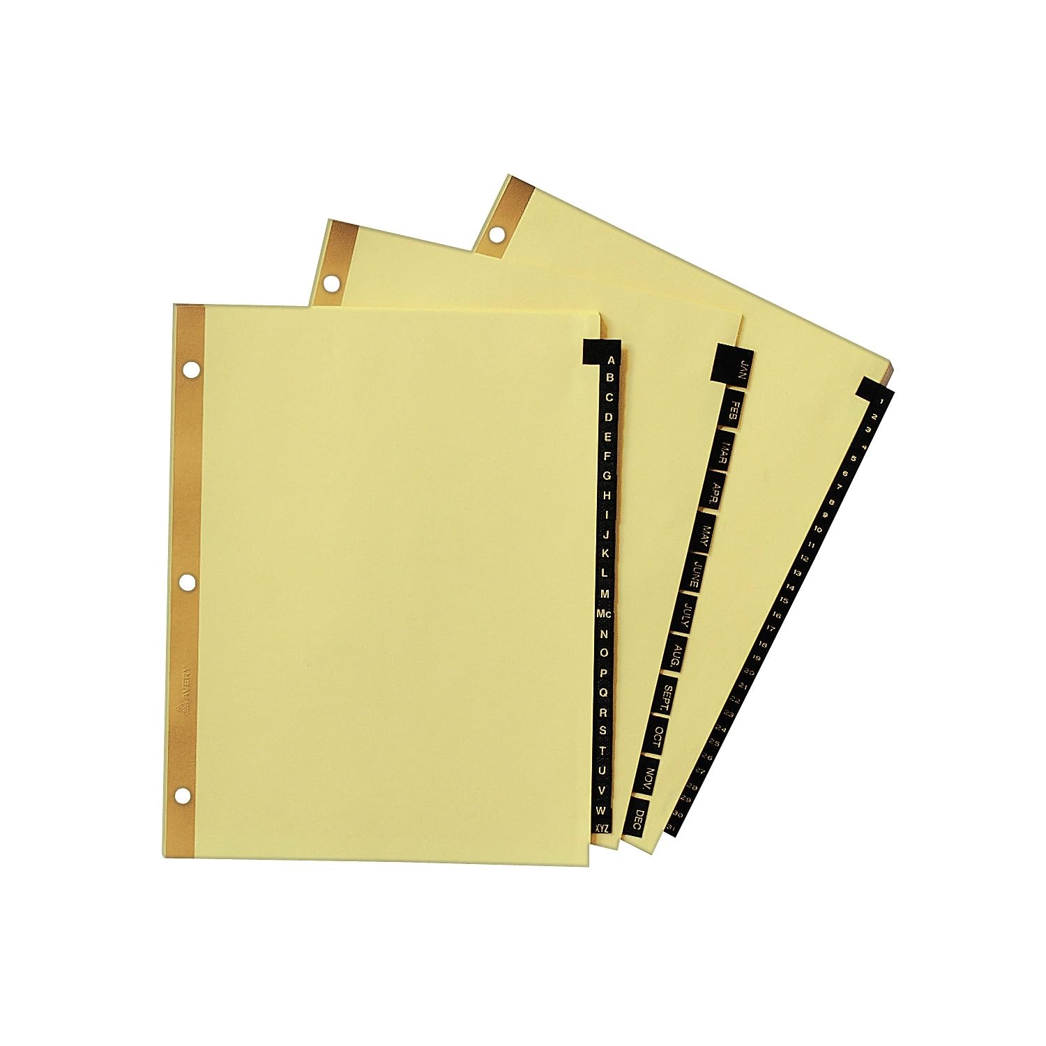 Avery 11350 Black Lthr Tab Dividers,3-HP, A-Z, 8-1/2-Inch x11-Inch, 26 Tabs, Buff - Image 6