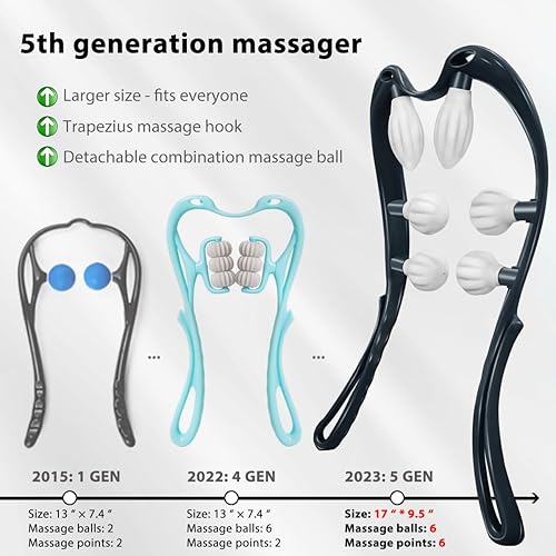 Miniatura 4 de Masajeador de cuello, espalda y masajeador, herramientas de masaje de punto gatillo, hombro trasero de mano para aliviar el dolor de tejido profundo