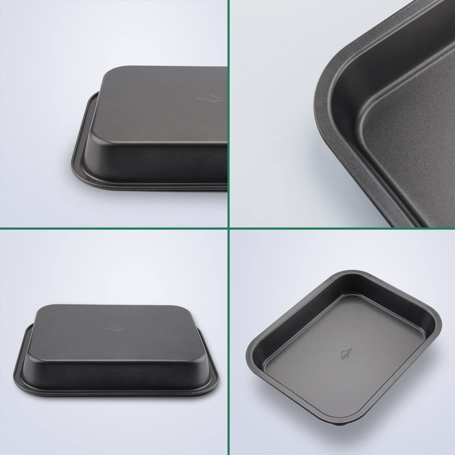 Juego de 3 bandejas antiadherentes para horno de acero al carbono, resistentes y de color negro