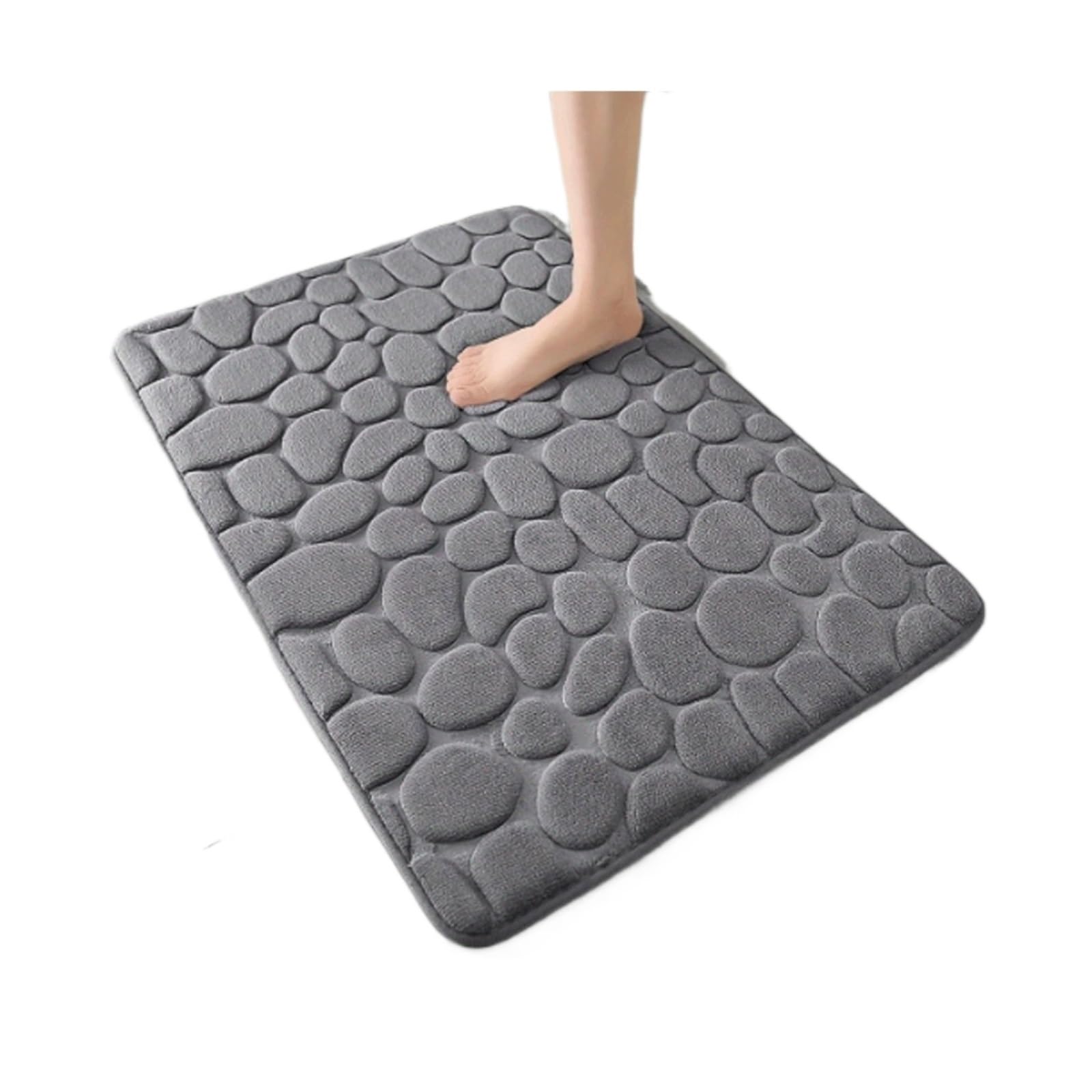 Tapis de douche ultra absorbant et antidérapant gris foncé effet pierre
