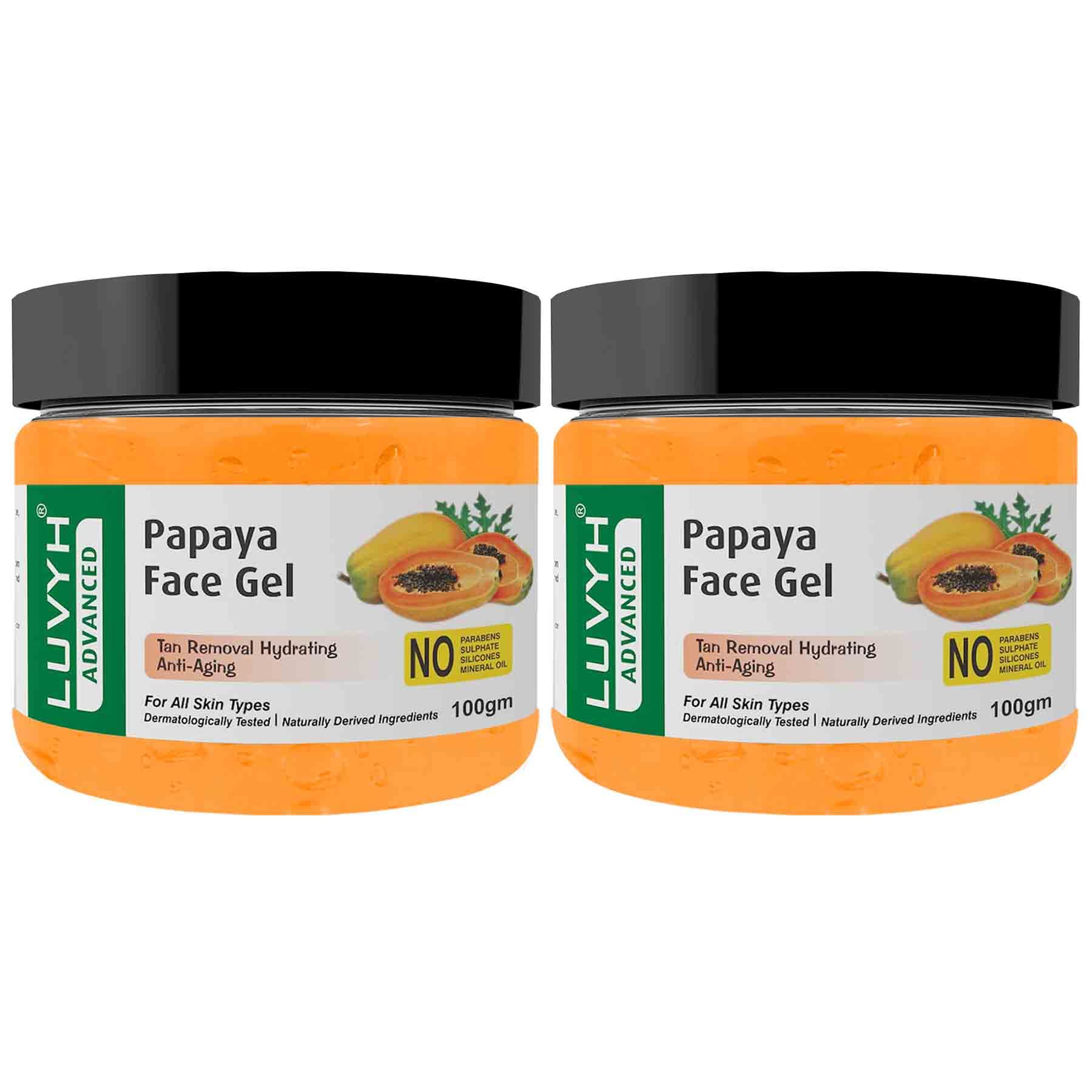 Luvyh Papaya Face Massage Gel (200g) Skin for Spot Removal, Brightening & Lightening With Papaya Extracts, Helps Reduce Wrinkles & Acne Breakouts