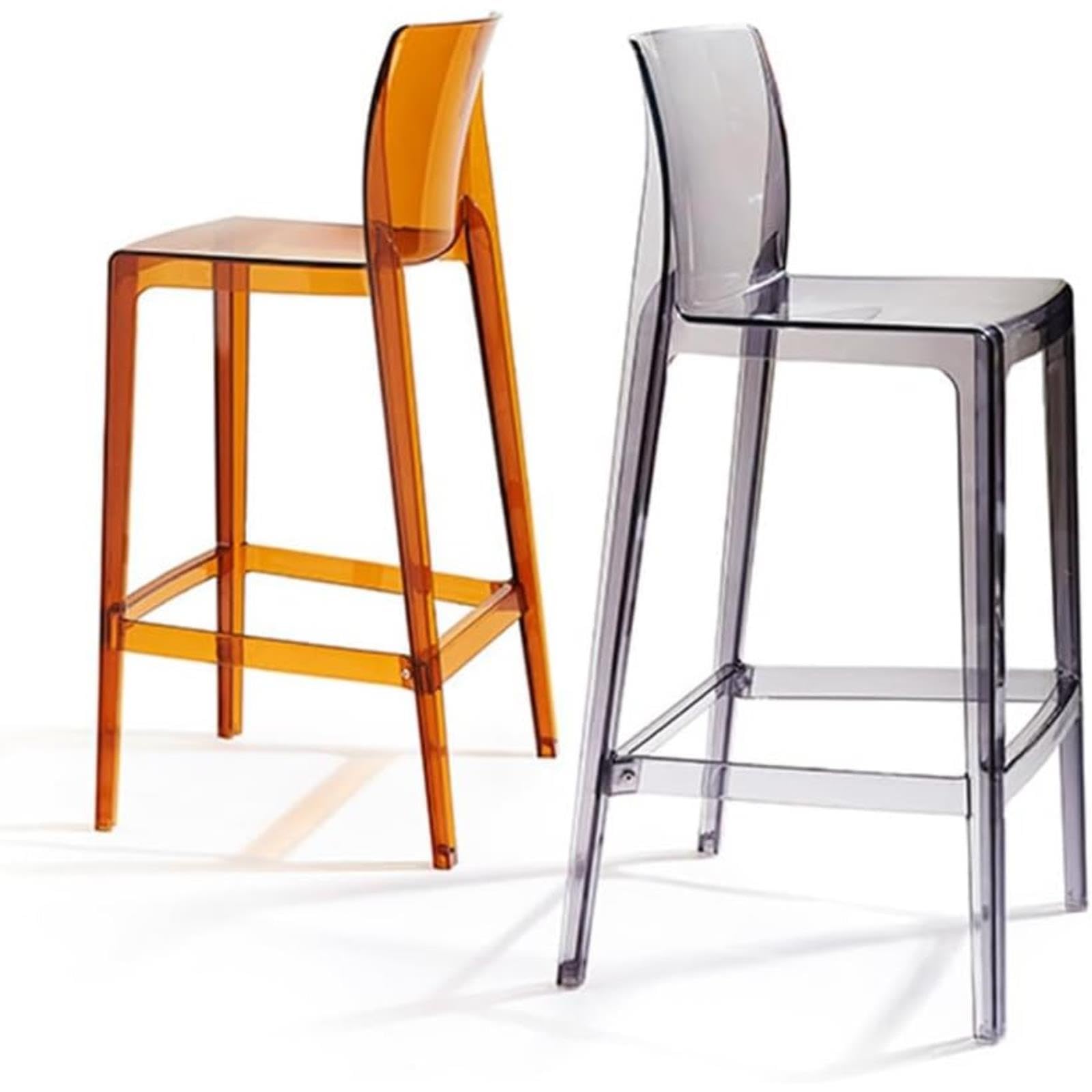 Sgabello da Banco in Acrilico Moderno, Sedia da Bar Alta Trasparente per Cucina, Sala da Pranzo, Soggiorno E Pub, Sgabello in Plastica Trasparente con Telaio Robusto (Amber 44 * 49 * 104cm)
