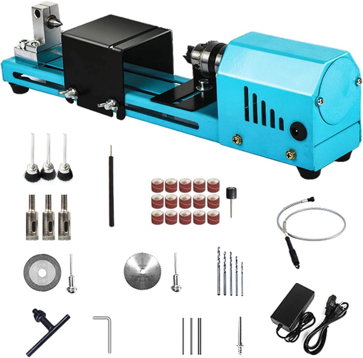 Wood Lathe DIY Woodworking Lathe Milling Machine Grinding Polishing Drill Rotary Tools 150W Mini Lathe Beads Machine Buddha Pearl Lathe (Color : Set B)