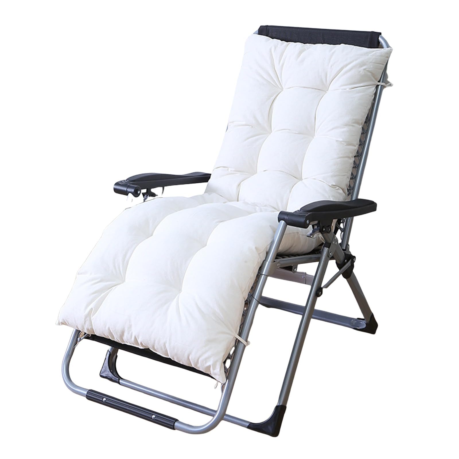 Mateju Cojín para Tumbona de Jardín, Suave Cómodo Cojín Reclinable Colchoneta para Tumbonas, Ideal para Exterior Sillas Balcón Terraza Playa, 55x120x8cm, 55x153x8cm (Blanco,55x153x8cm)