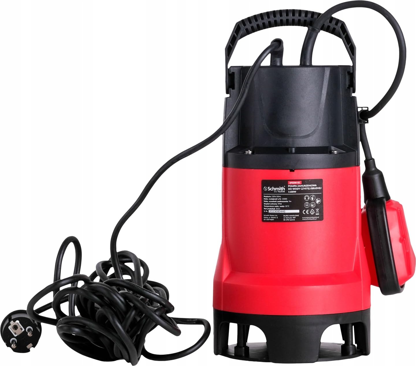 Bomba de agua sumergible achique - Bomba aguas sucias 220v - 1100 W - 15000 L/H - Máx. Altura de descarga 9 M, Máx. tamaño de partícula 25mm - Para agua limpia y aguas residuales