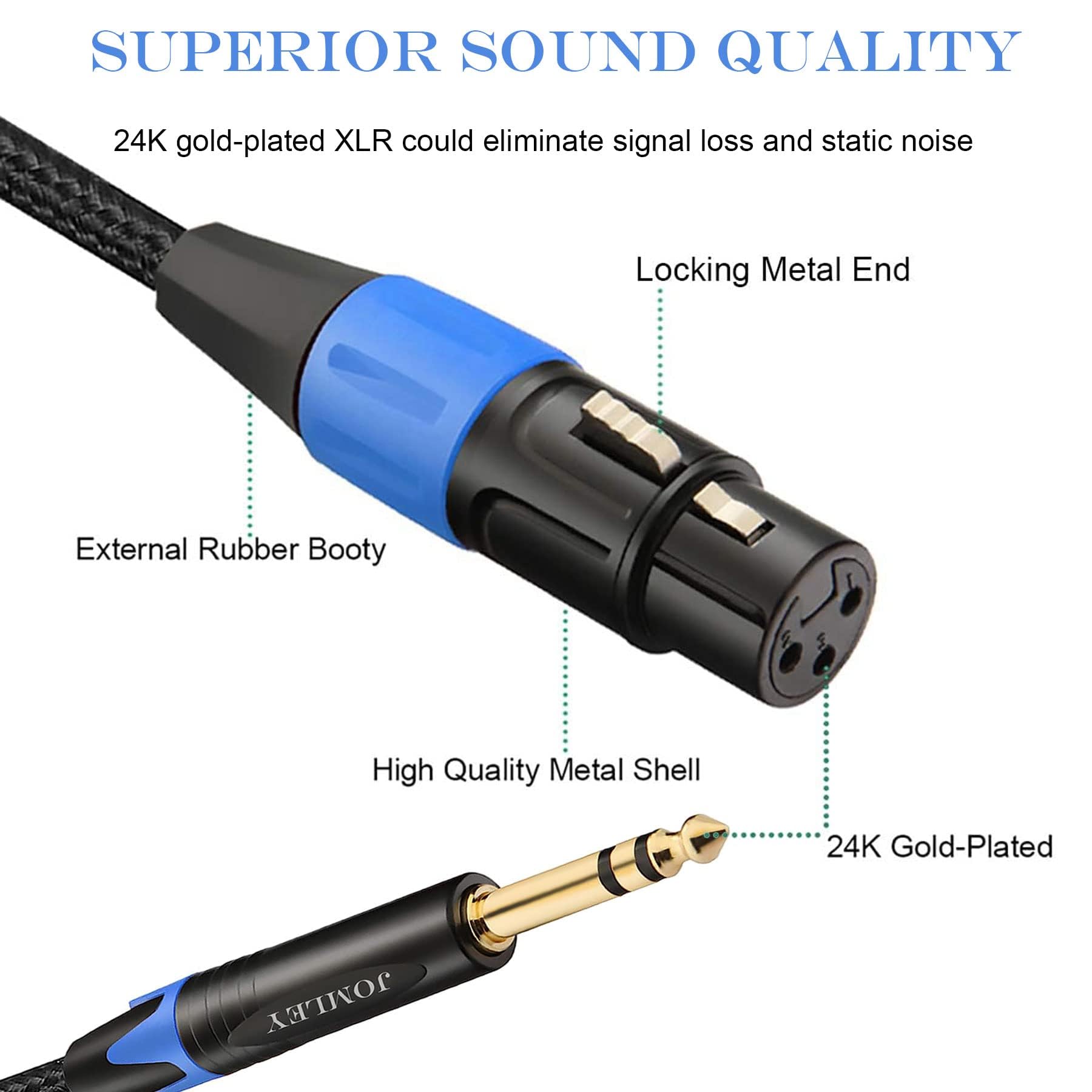 Câble XLR Femelle Vers 3,5 Mm Équilibré 0,3m JOMLEY – Adaptateur Micro Condensateur Pour Caméra & PC