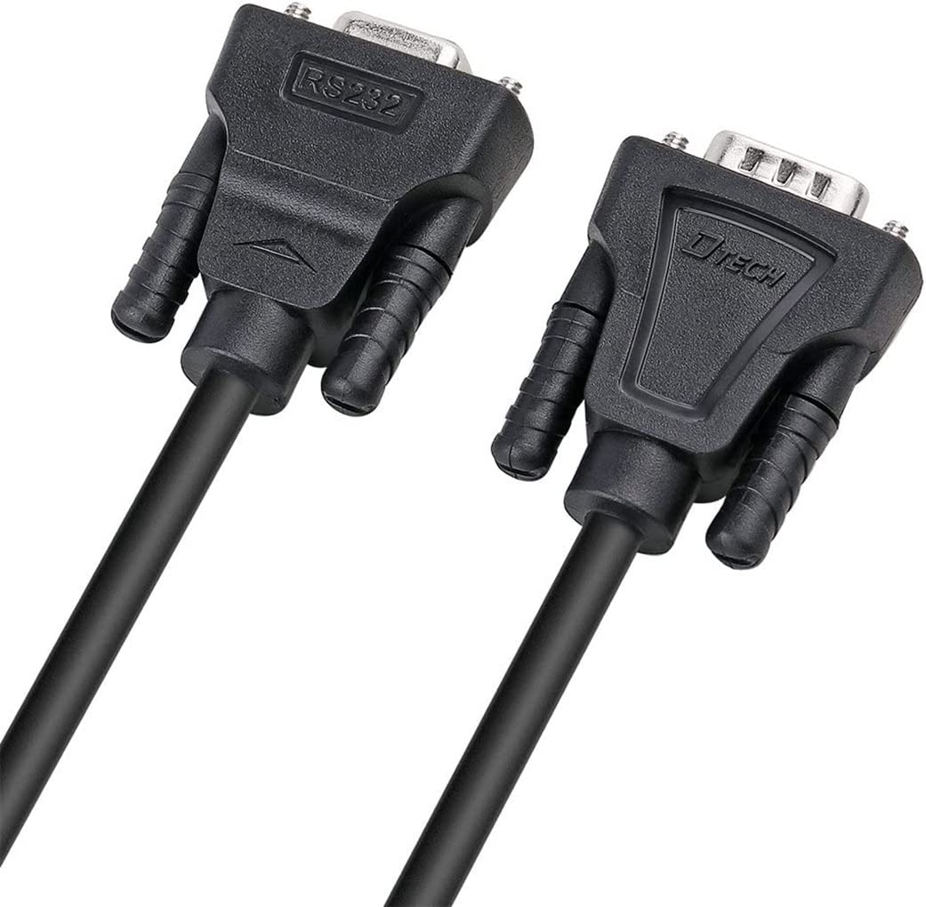 DTECH DB9 RS232 Cable serie macho a hembra módem nulo cable Full Handshaking 7Wire Crossover para comunicación de datos (1,5 m, negro)