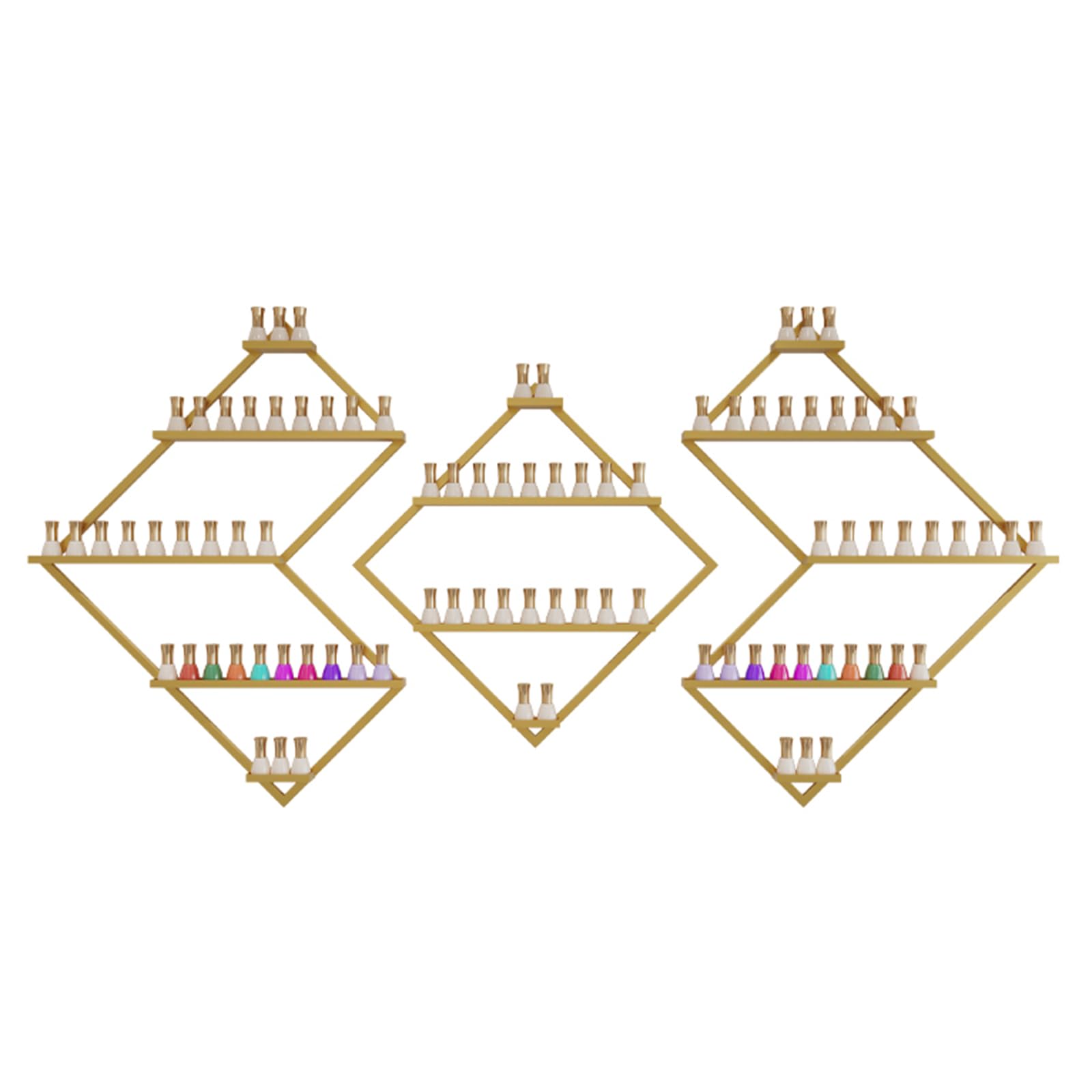 Porta Smalti in Metallo A Parete, Set Organizer per Bottiglie di Olio Essenziale in 3 Pezzi, Portaoggetti Poligonale per Profumi per La Casa (4 Colori Disponibili),d'oro