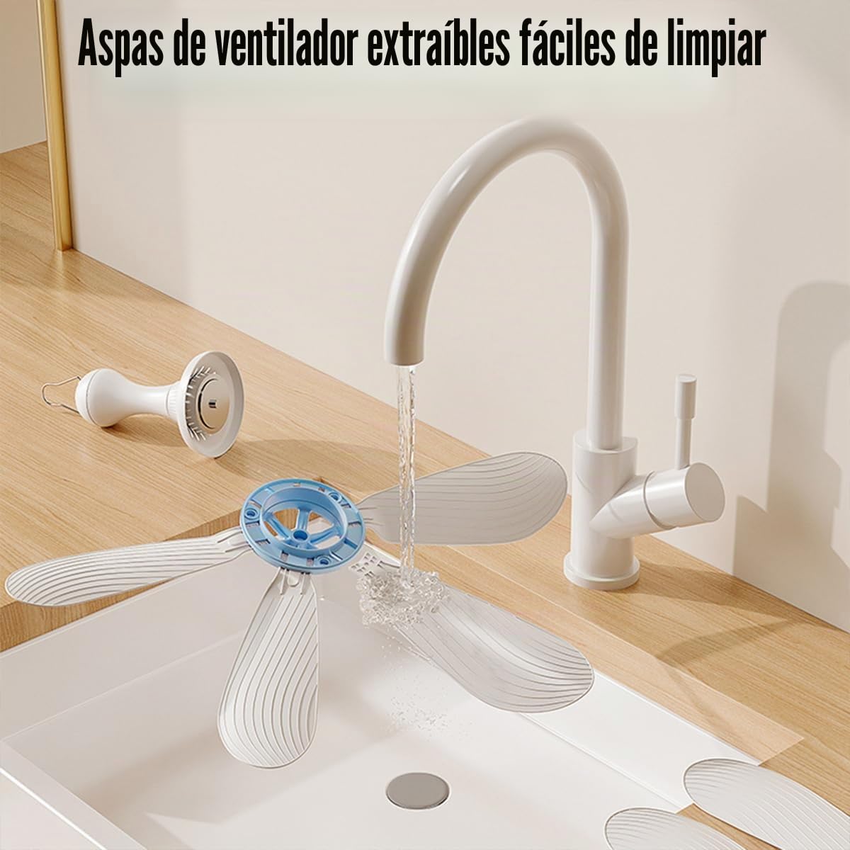 Mini ventilador de techo portátil, 4 niveles de viento, alimentado por USB, diámetro 42 cm, 5 W (mando a distancia)