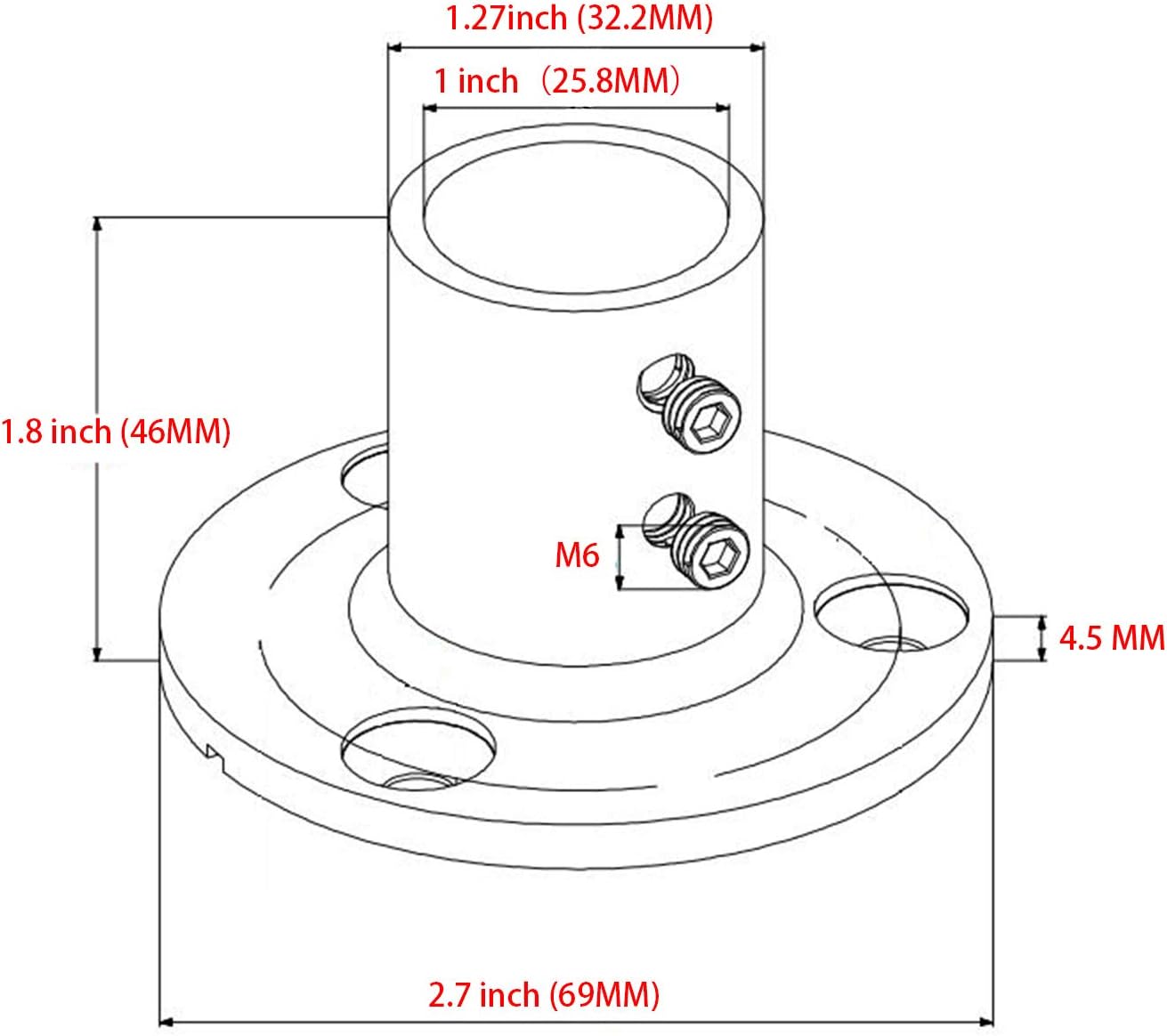 SHENGHUISS Boat Hand Rail Fitting Heavy Duty 316SS Marine Round Base with L Shape Hex Key and Screws