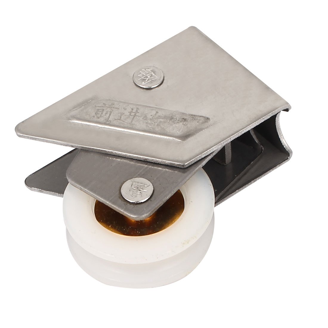 Aexit 30mm Dia Cabinet Hardware Double Nylon Roller Stainless Steel Bracket Sliding Door Window Drawer Slides Pulley Wheel