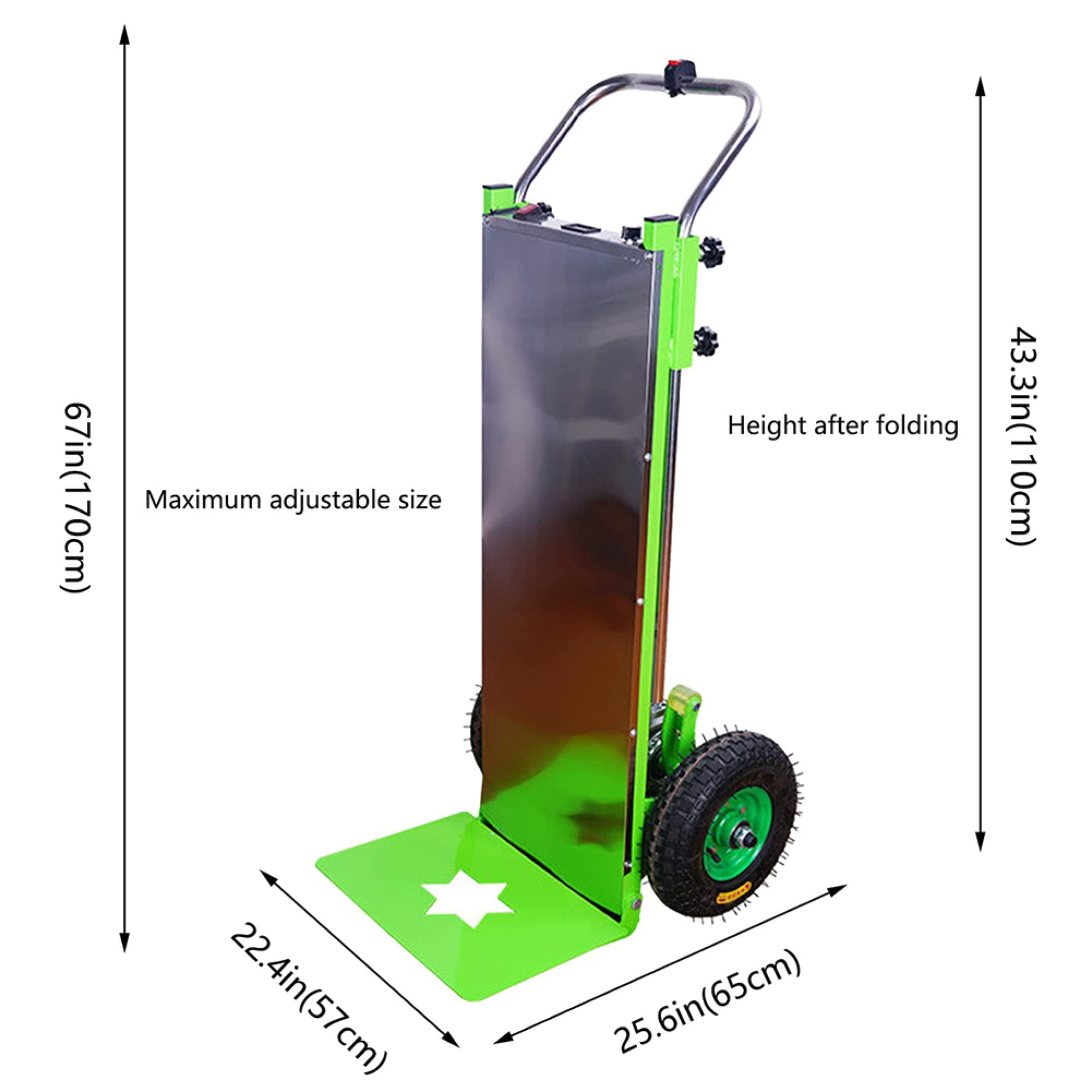 FAXIOAWA Carrelli a Mano elettrici per Arrampicata su Scale Dolly 660lbs Scalatore Industriale Alimentato con Manico telescopico per mobili in movimento/48V/850W/19AH