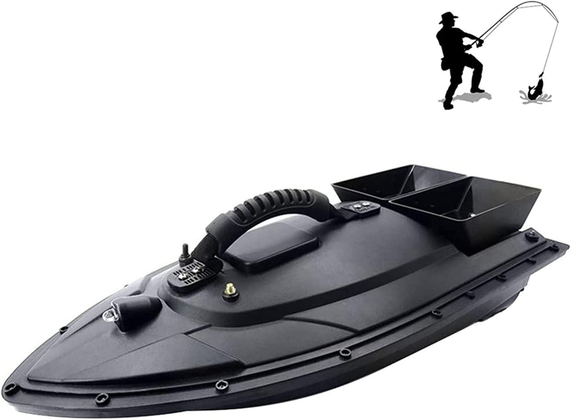 Barco de Cebo de Pesca, buscador de Pescado de Botes de Cebo con Accesorios de Pesca de Pesca de Doble Motor Regalos de Pesca para Hombres, Negro