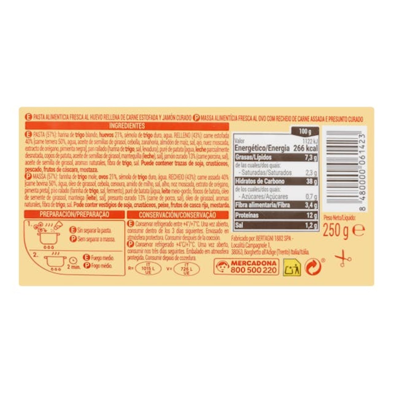 Frische Tortellini mit Fleisch, 6er-Pack
