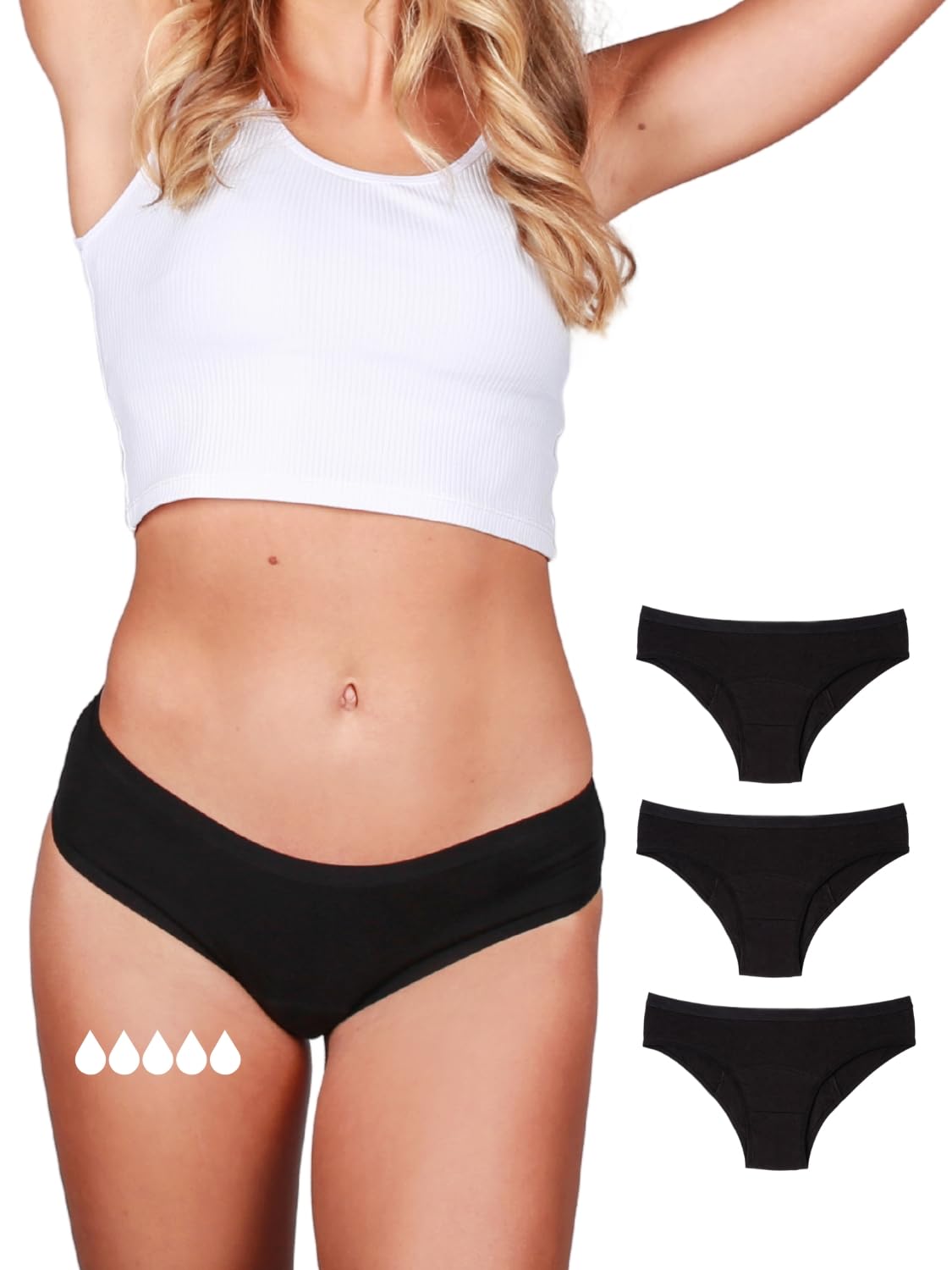 Taynie Active extra forte, biancheria intima mestruale, sostituisce 3,5 tamponi, slip per periodi fino a 12 ore, lavabile fino a 60 °C (DE/NL/SE/PL, numerico, 36, regolare, nero