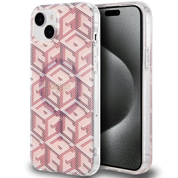 CG MOBILE Guess GUHMP15MHGCUSTGP Coque pour iPhone 15 Plus / 14 Plus 6,7 Pouces Rose Coque Rigide IML GCube