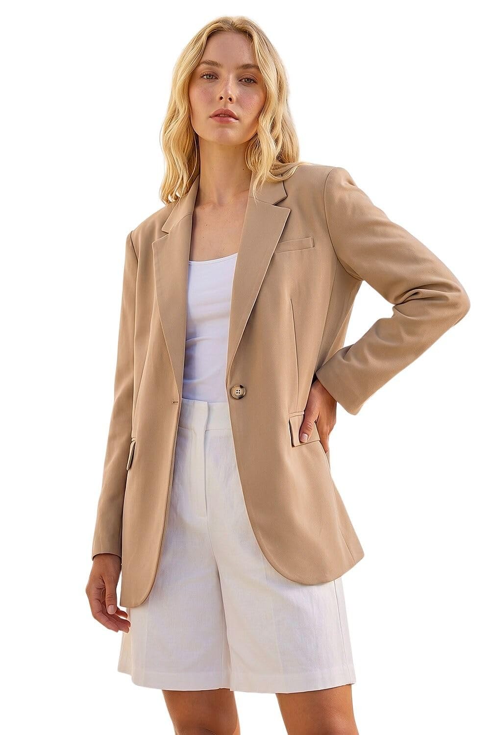 Roman Women's Camel Single Breasted Smart Blazer Size 16