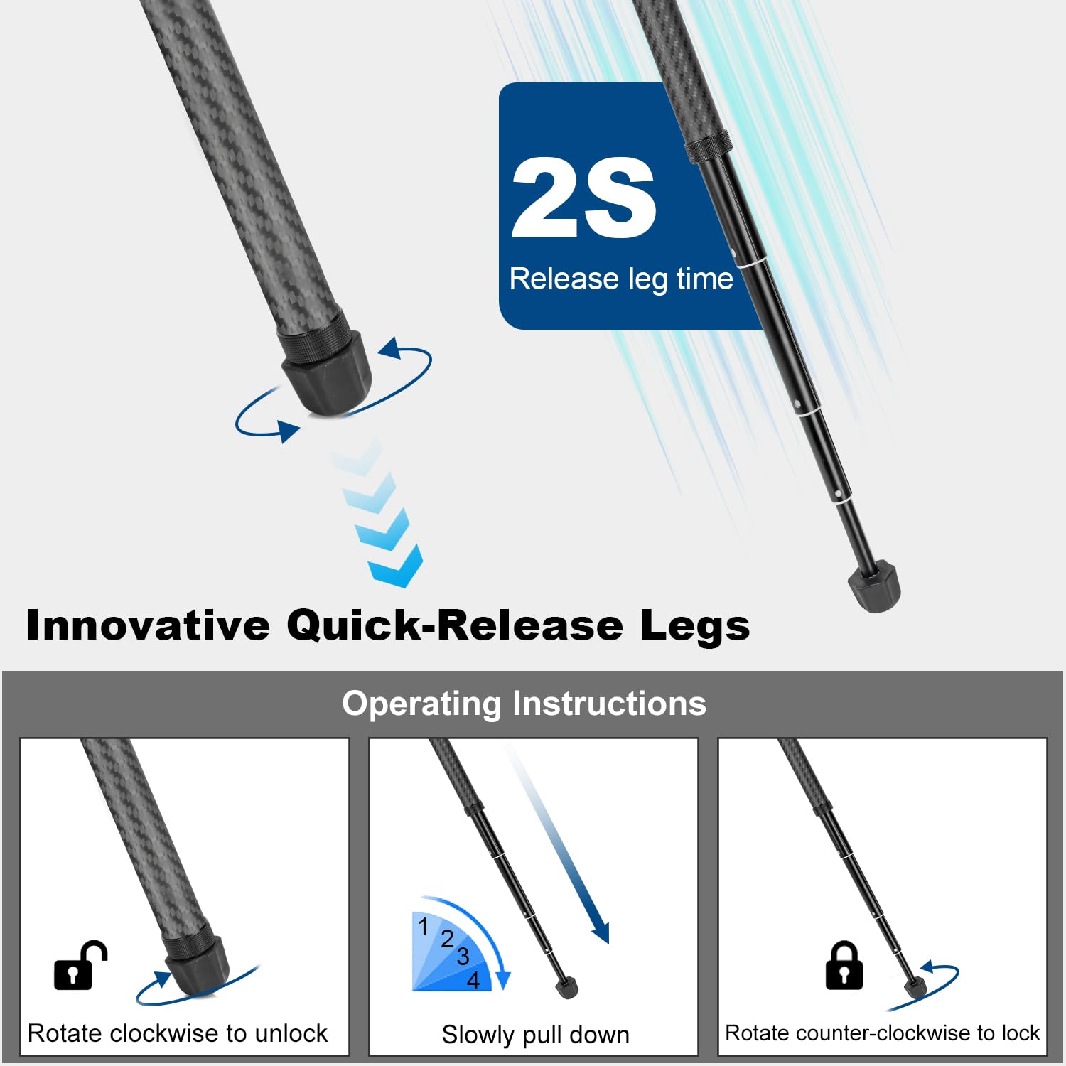 Koolehaoda Trípode de viaje de video, trípode de cámara de aluminio ligero de 63 pulgadas con cabezal fluido panorámico de 360°, configuración de pierna de liberación rápida para viajes, video
