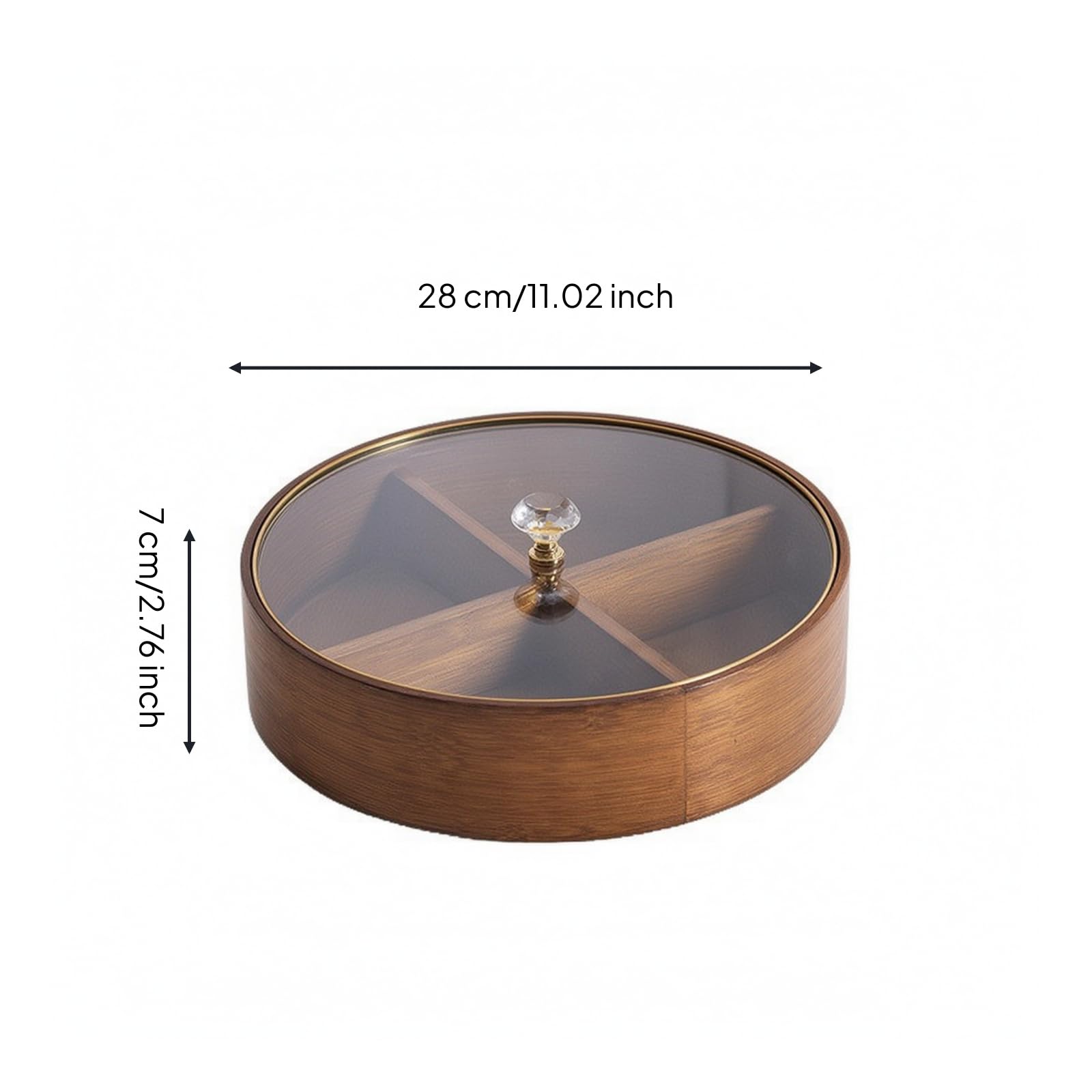 4 Fächer Snackschale mit Deckel, Style to 3, 28 × 28 × 7 cm