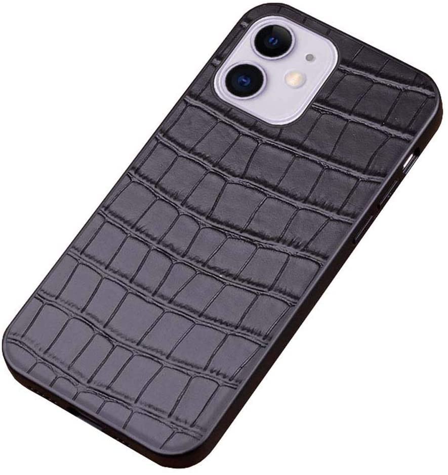 Coque iPhone 12 Mini effet crocodile noir en cuir élégant