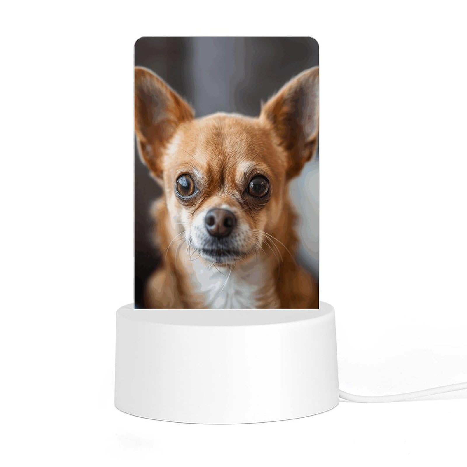JTREHY - Acrylic Night Light with Base, a Computer Night Light Printed with Brown Chihuahua, LED Night Light for Bedroom, Bathroom, Hallway, Holiday Gift