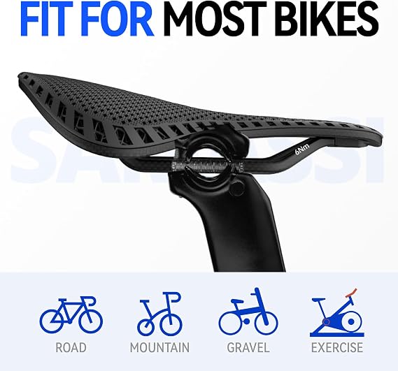 3D Printed Bike Saddle | Comfortable Road Bike Seat Cushion for Men and Women| Lightweight Carbon Fiber Bicycle Seat, Shock Absorbing and Breathable | Ideal for MTB BMX XC Gravel Bikes