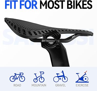3D Printed Bike Saddle | Comfortable Road Bike Seat Cushion for Men and Women| Lightweight Carbon Fiber Bicycle Seat, Shock Absorbing and Breathable | Ideal for MTB BMX XC Gravel Bikes