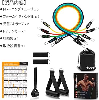 Amazon.co.jp: iECO トレーニングチューブ チューブトレーニング 筋