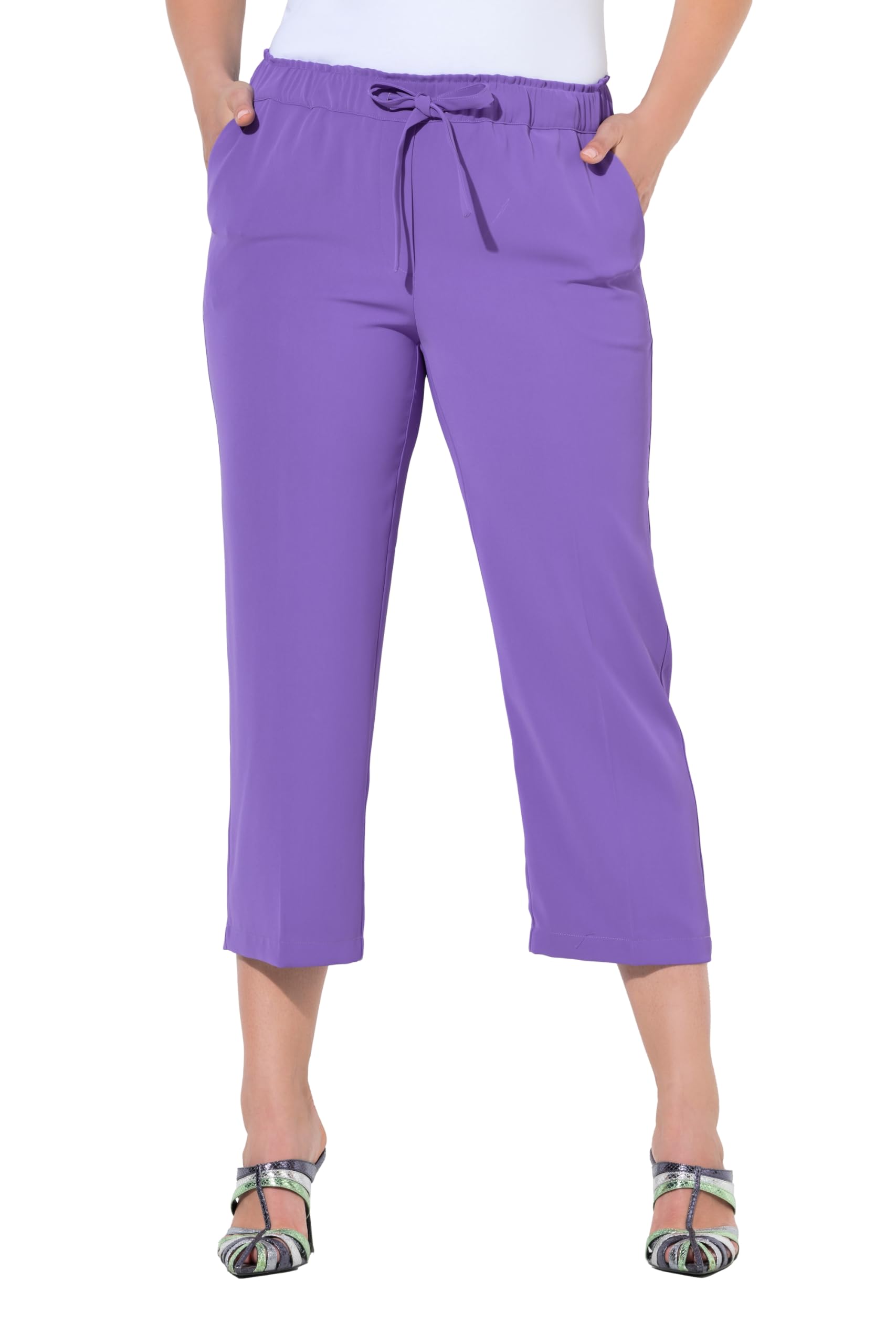 Ulla Popken Damen große Größen Übergrößen Plus Size 7/8-Hose, Bügelfalten, Elastikbund 813826