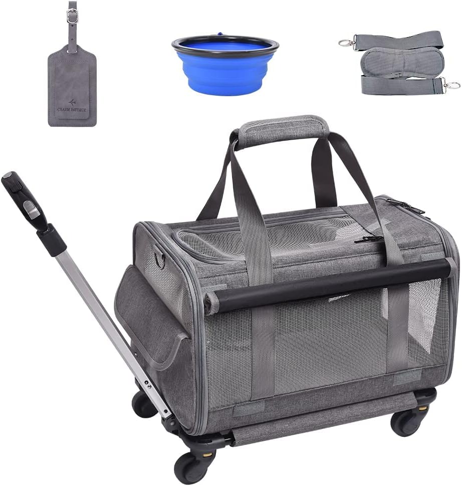 GJEASE Airline Approved Pet Carrier with Wheels for Small