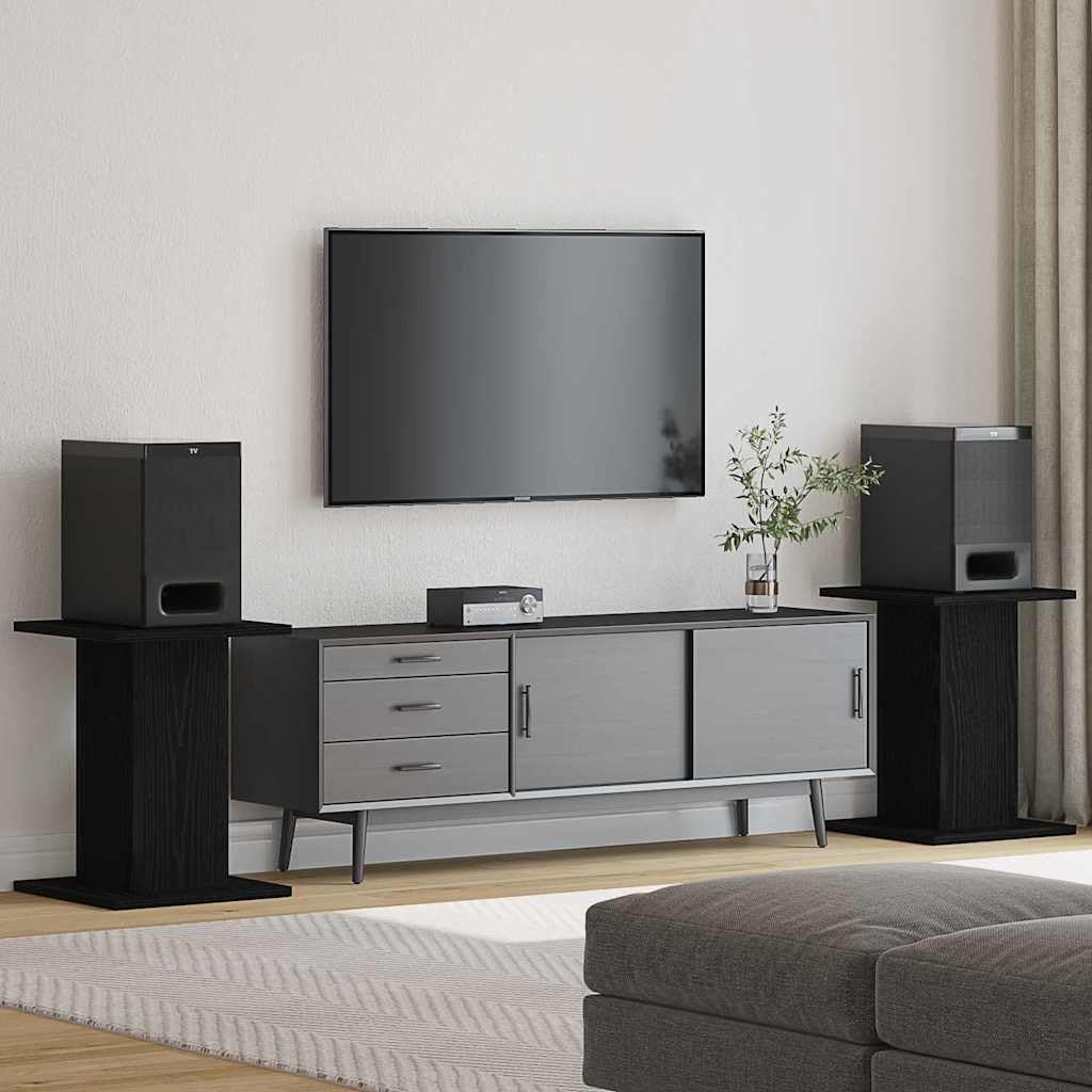 vidaXL Supporti per Altoparlante in Rovere Nero per Display | Struttura in Legno Resistente Dimensioni Compatte 30 X 40 cm Design Moderno per Home Theatre e Soggiorno Sicuri per l'Attrezzatura Audio