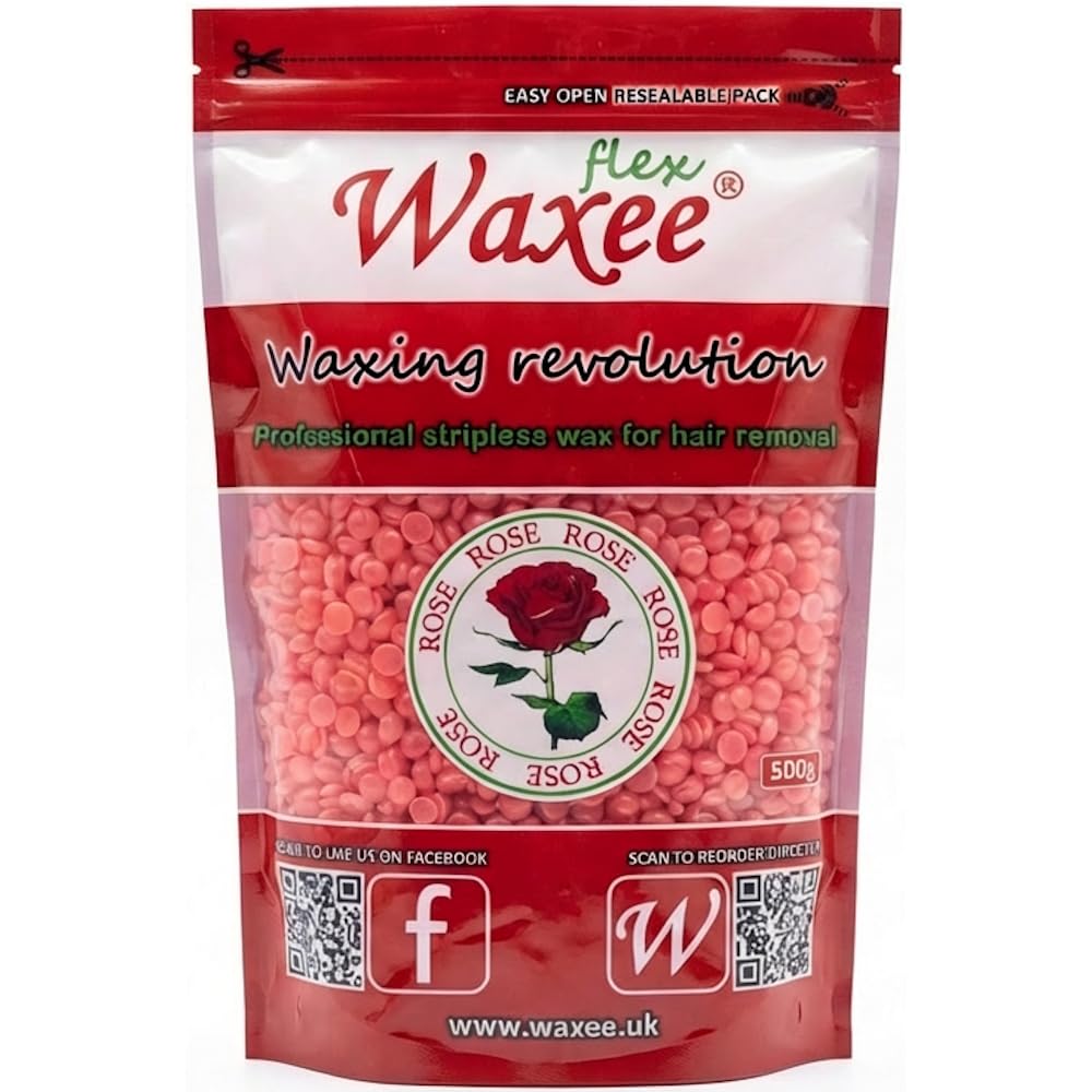 FLEX Film Hard Wax Stripless Hair Removal Wax, 500g, Rose, Pellets, Bikini, No Strips! Brazilian Waxing, Hot!