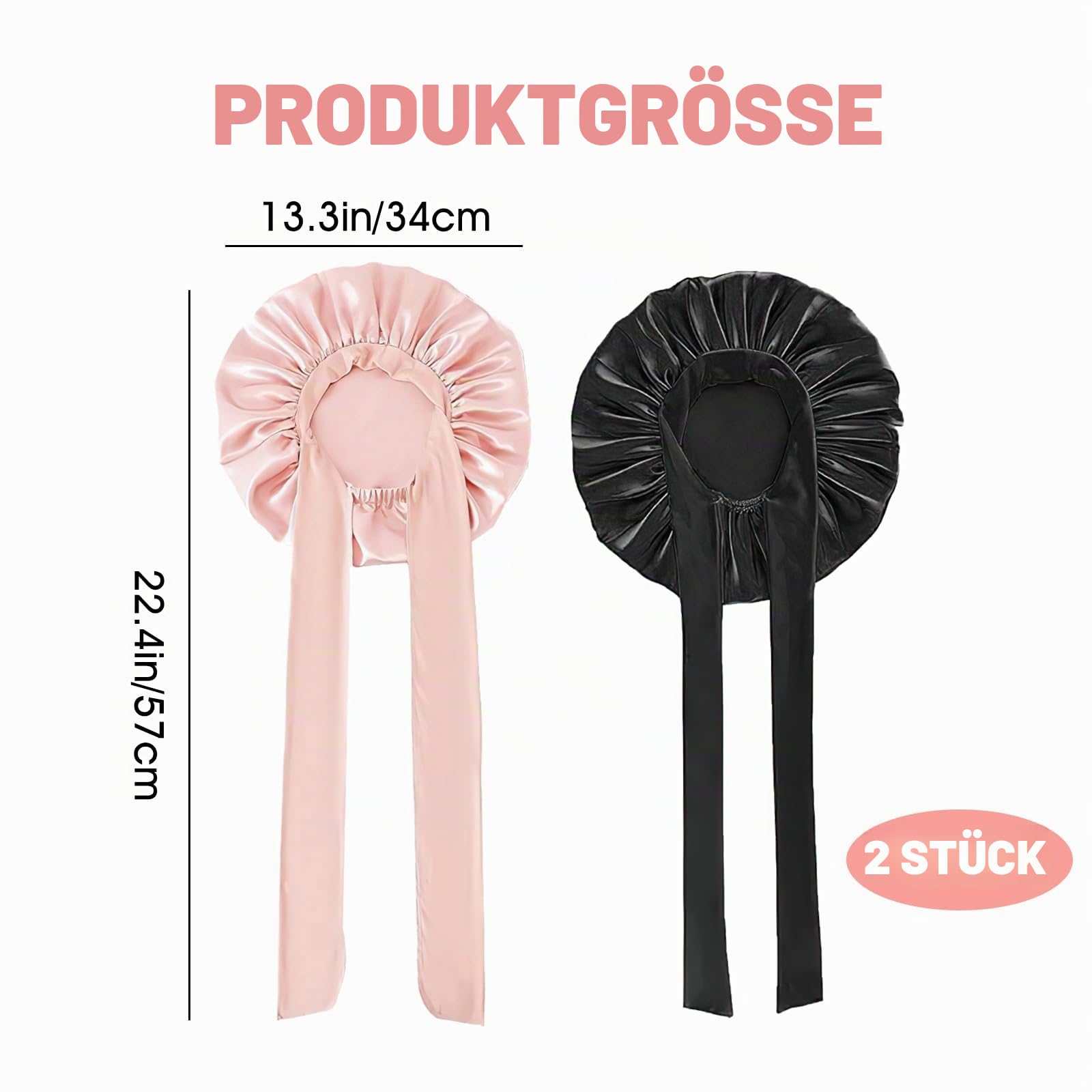 2 Stück Satin Bonnet, Weiche Kopfhaube Schlafhaube Seide, Nacht Schlaf Mütze, Bonnet Seide für Damen und Mädchen