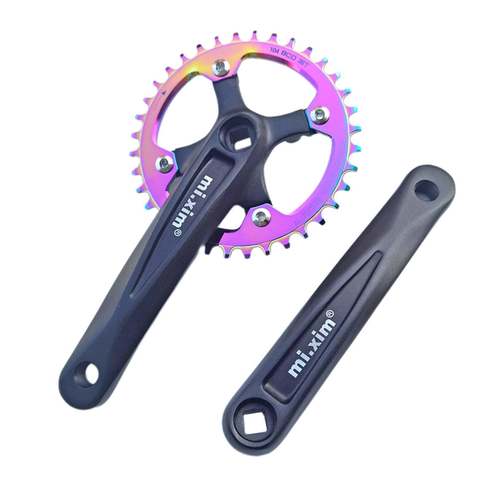 Qianly Guarnitura a velocità Singola, Perno da 170 Mm, per Mountain Bike, con Corona Rotonda di Ricambio a E Larghi da 104BCD.