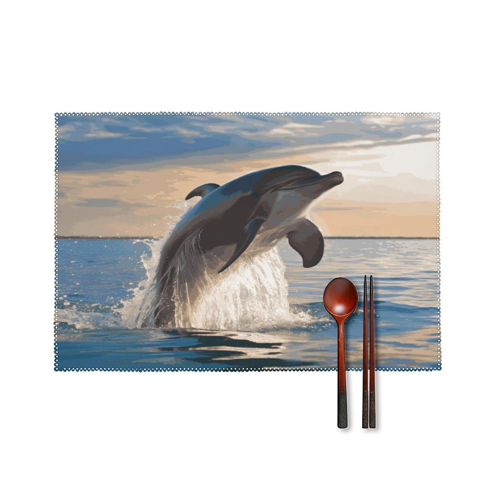 Fekiloot Style Funny Animal Dolphin Placemats Set Of 6,Table Mat