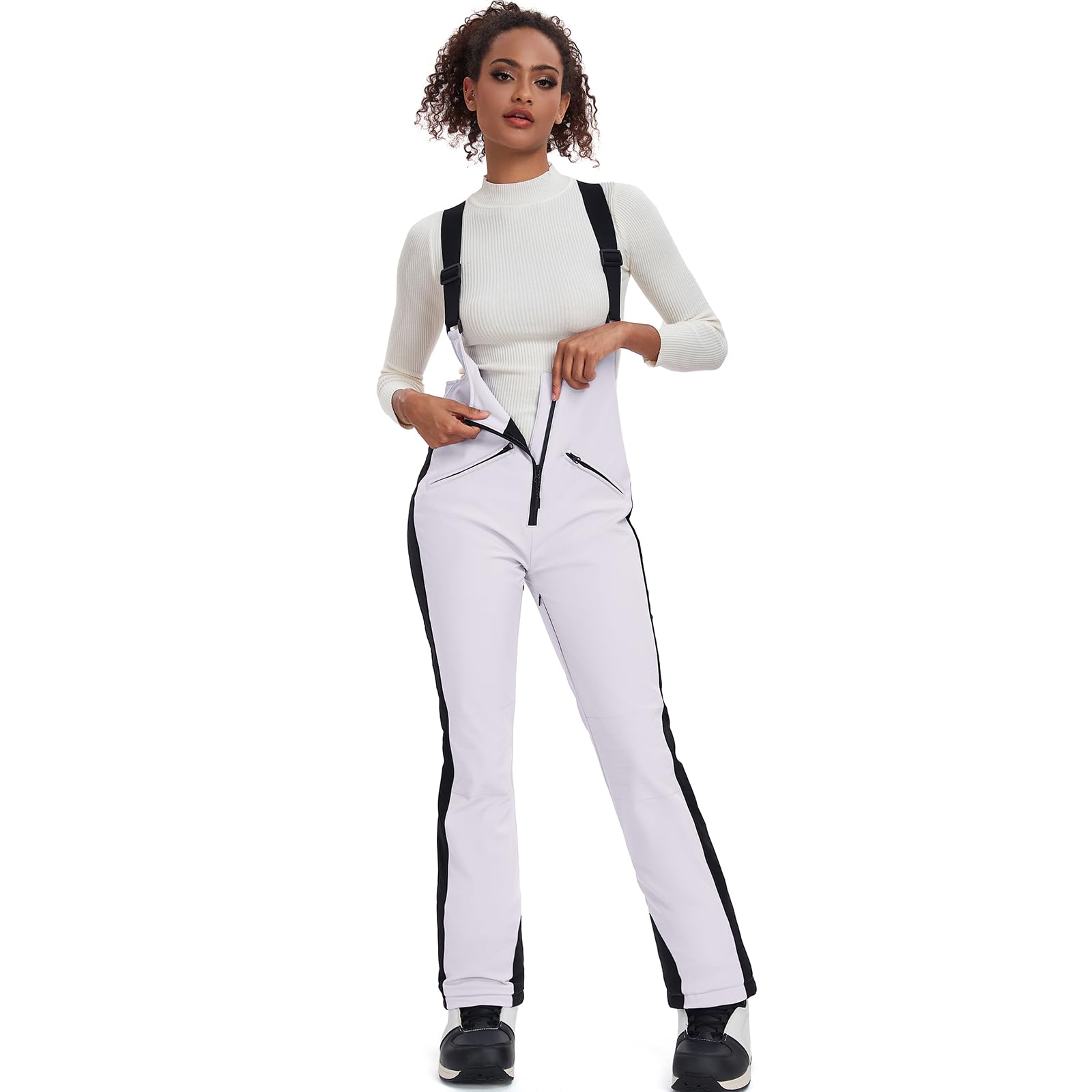 HOUZONIY Pantaloni da Sci da Donna, Impermeabili, Antivento, Slim Fit, Pantaloni da Neve, Bavaglino isolati, Pantaloni da Sci