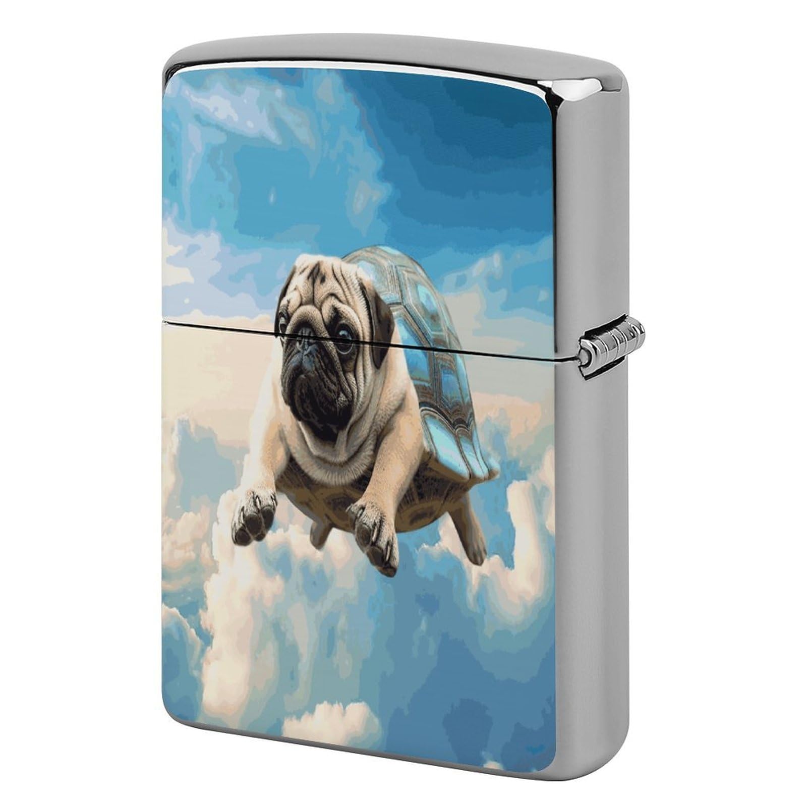 Fekiloot Style Funny Turtle Pug Dog In The Sky Lighter Case Cover Lighter Holder