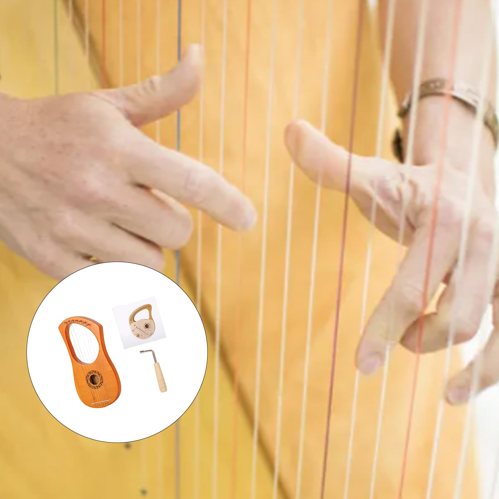Arpa de Lyra portátil de 7 cuerdas, procesamiento de madera sólida para viajes y clases de música, instrumento de lira de viaje para principiantes con sonido cálido