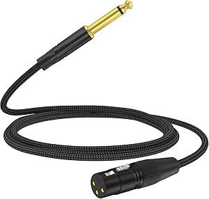 HOSONGIN XLR Female to 1/4 TS Male Cable, Mono Jack Mic Cord for Wireless Microphones, Braided, Ideal for Live Sound, Studio Recording, Karaoke, PA Systems - 3 Feet
