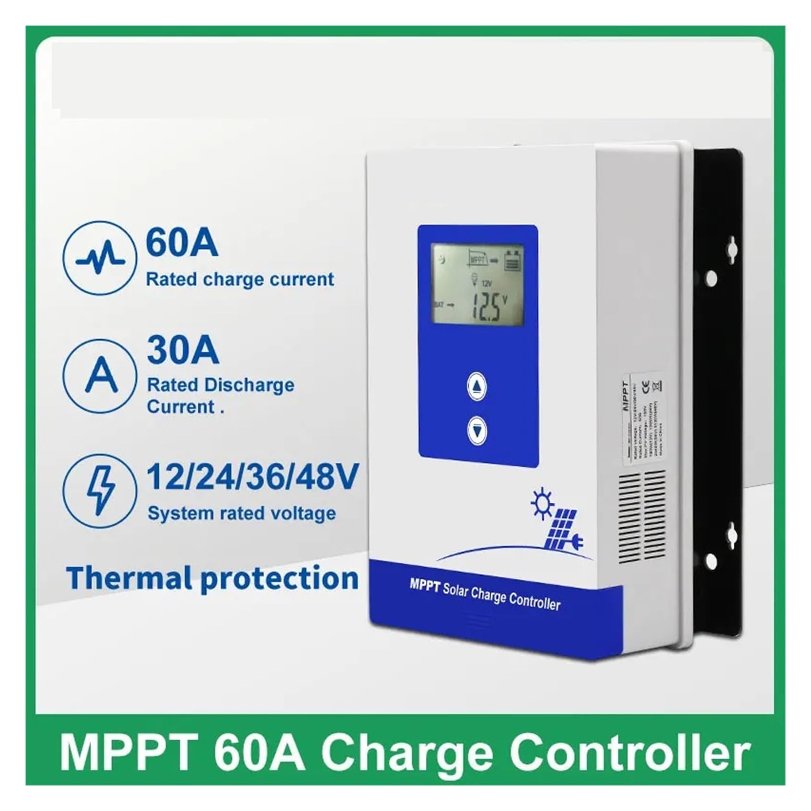 Kontroler ładowania słonecznego Kontroler ładowania słonecznego MPPT 60 A 12 V 24 V 36 V 48 V Automatyczny regulator baterii, panel słoneczny dla maksymalnego wejścia DC 150 V (MPPT-2440 40A)