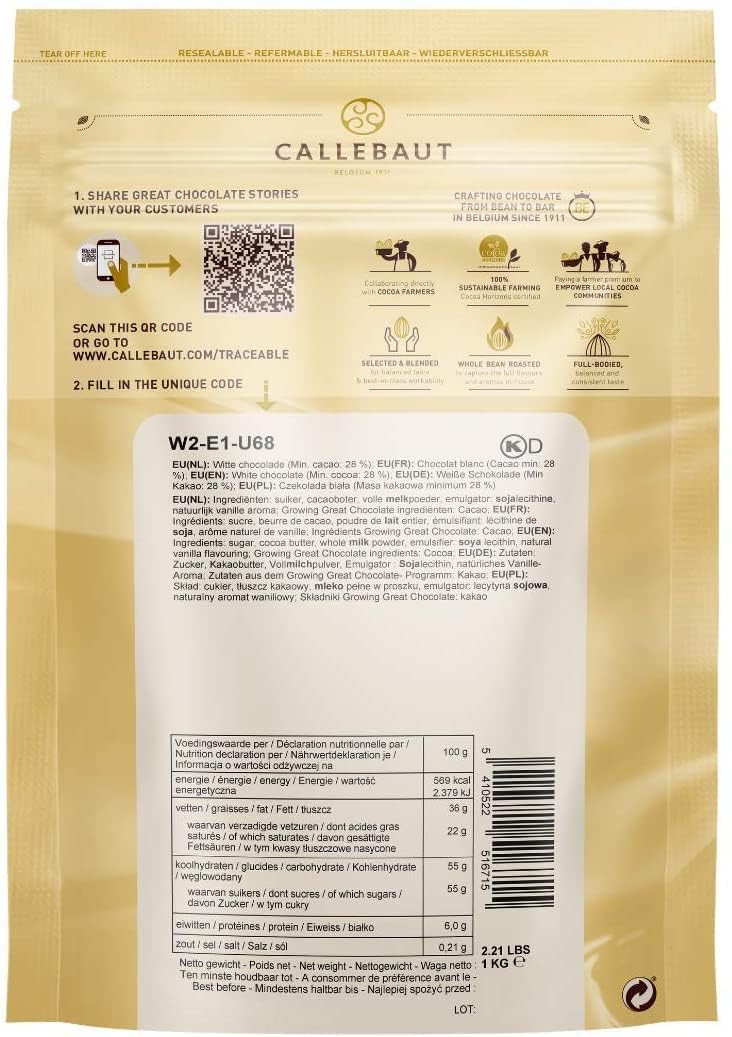 CALLEBAUT Kuvertüre Callets Zartbitterschokolade Milchschokolade weiße Schokolade 1kg 3er Pack